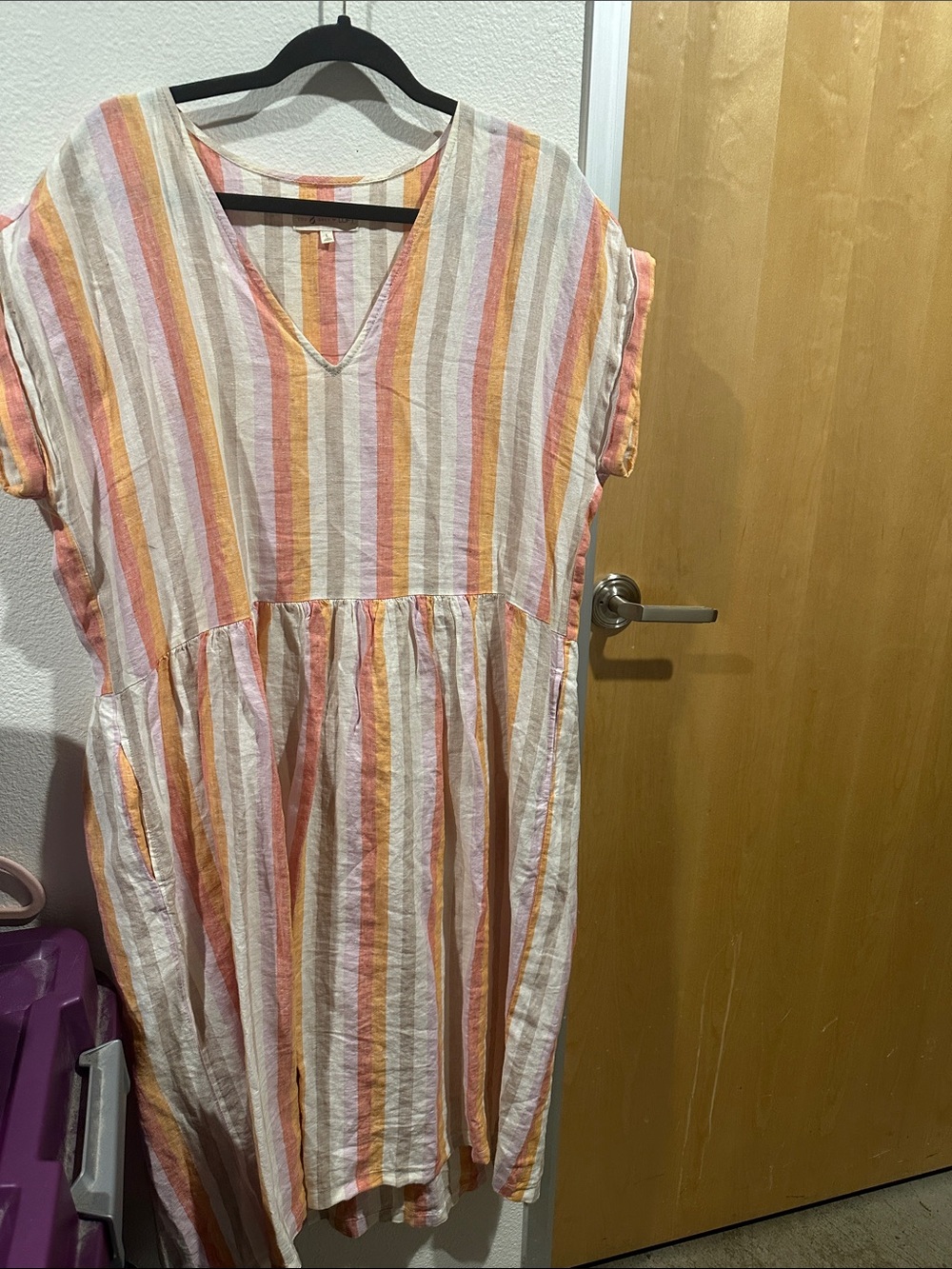 Lou & Grey Striped Midi Dress in Pink, Orange & Cream